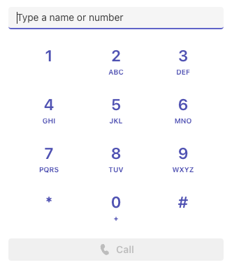 Microsoft Teams dial pad