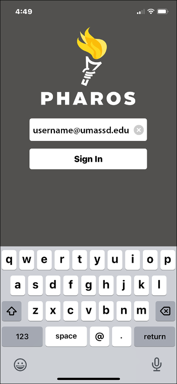 A picture of the Secure Release app showing the sign in screen