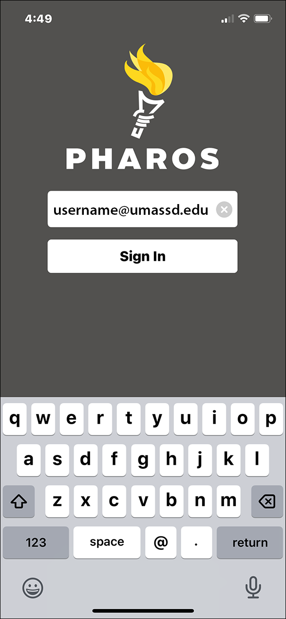 A picture of the Secure Release app showing the sign in screen