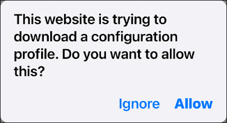 A picture of the Pharos configuration requesting permission to install