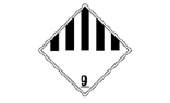 NFPA rating system: DOT Class 9, miscellanous , a white diamond with black stripes at the top.