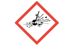 GHS Hazard Pictogram for explosive, organic peroxide, self-reactive - a dark circle with lines shooting out to indicate an explosion, within a red diamond shape