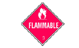 NFPA rating system: DOT Class 3, flammable liquids, the word Flammable and a silhouette of a fire inside a pinkish-red diamond