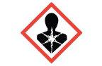 GHS Hazard Pictogram for carcinogen, respiratory, sensitizer, reproductive, toxicity, target organ toxicity, mutagenicity - a silhouette of a person with a white star-shape over the lung area, within a red diamond shape