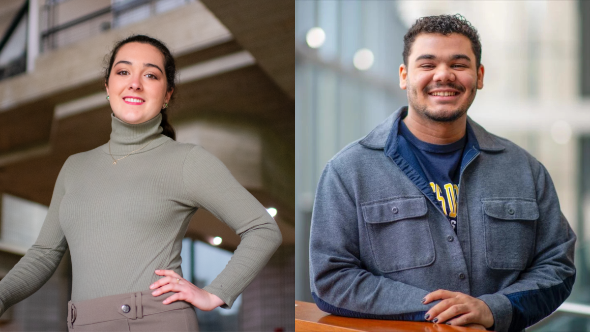 Split image of two Honors students posing for camera
